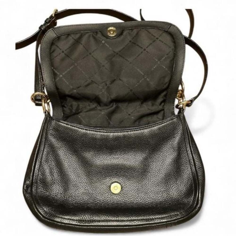 Michael Kors Bedford Flap Black Pebbled Leather Crossbody Bag - Picture 2 of 7
